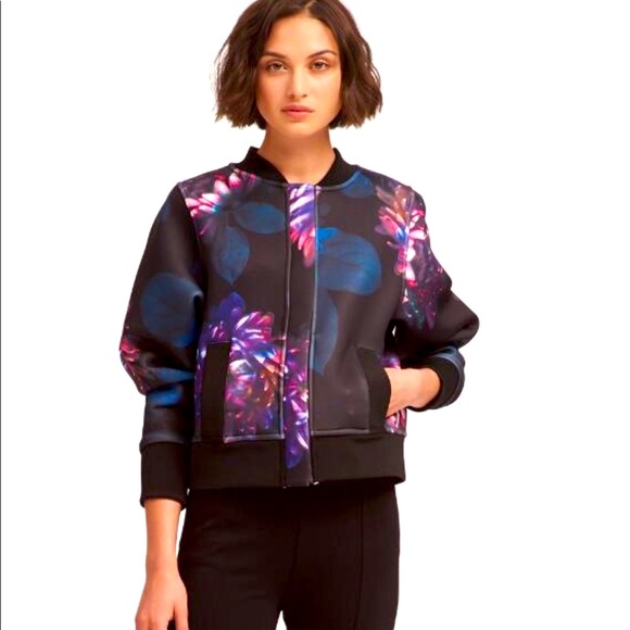 Donna Karan floral- printed Bomber Jacket - Picture 3 of 12